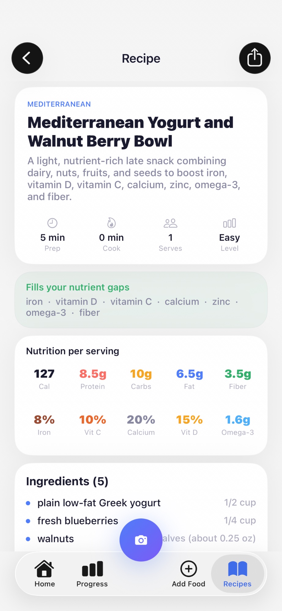 CalGram AI-generated recipe